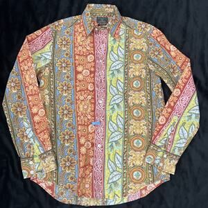 Lucky Brand Dungarees Shirt Womens S Button Up Paisley Western Hippie Festival